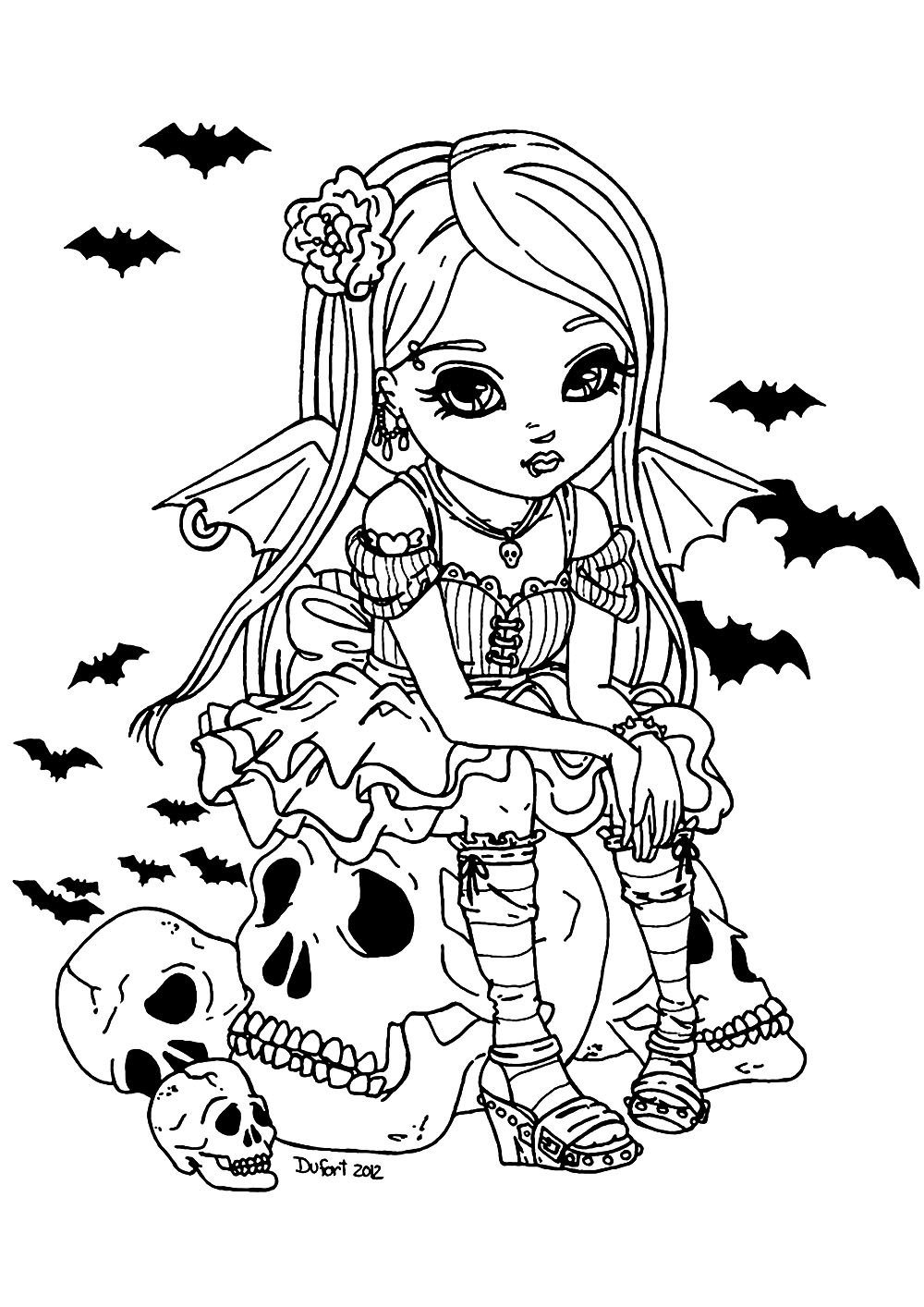 Download Little Vampire girl - Halloween Adult Coloring Pages