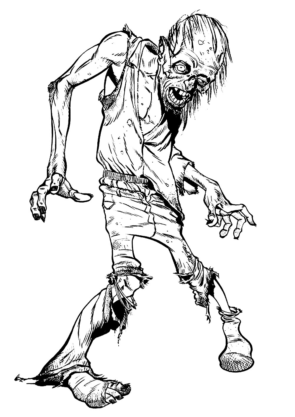 Zombie walking - Halloween Adult Coloring Pages