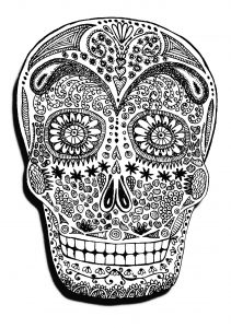 Coloring adult halloween skeleton head