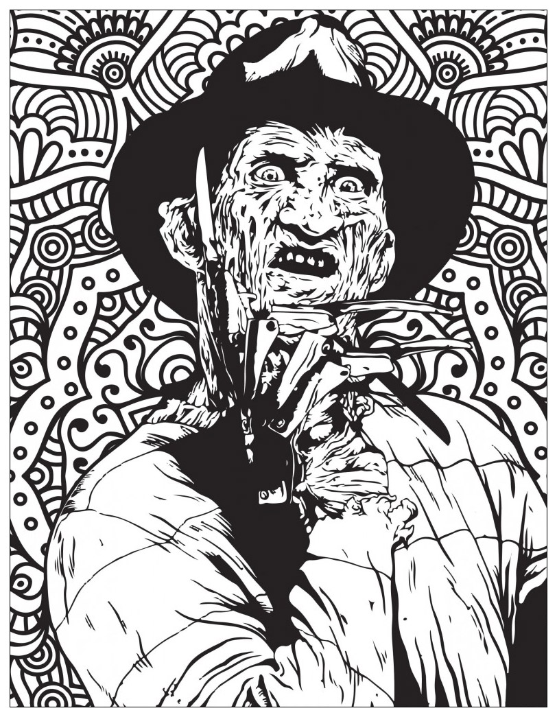 Horror-freddy-krueger---Halloween-Adult-Coloring-Pages