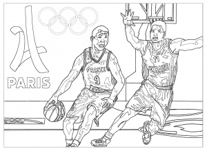 Coloring adult olympic games basketball paris 2024