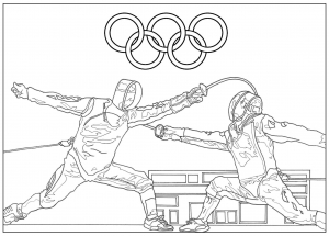 Coloring adult olympic games fencing