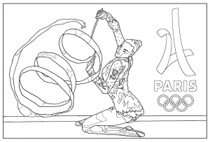 Coloring adult olympic games gymnastic paris 2024