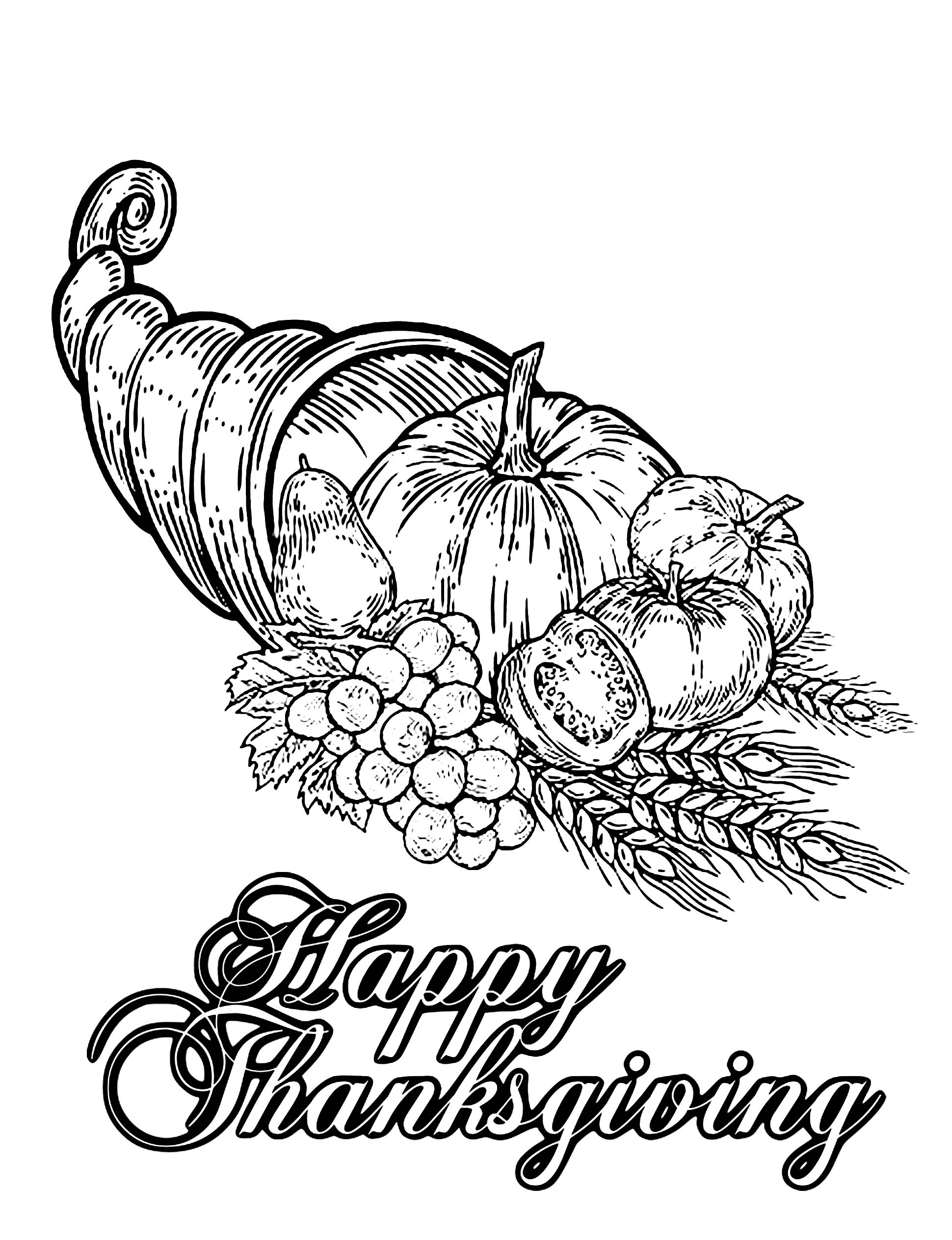 Happy Thanksgiving Thanksgiving Adult Coloring Pages