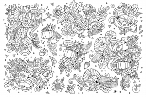 Coloring adult thanksgiving doodle 3 by olga kostenko