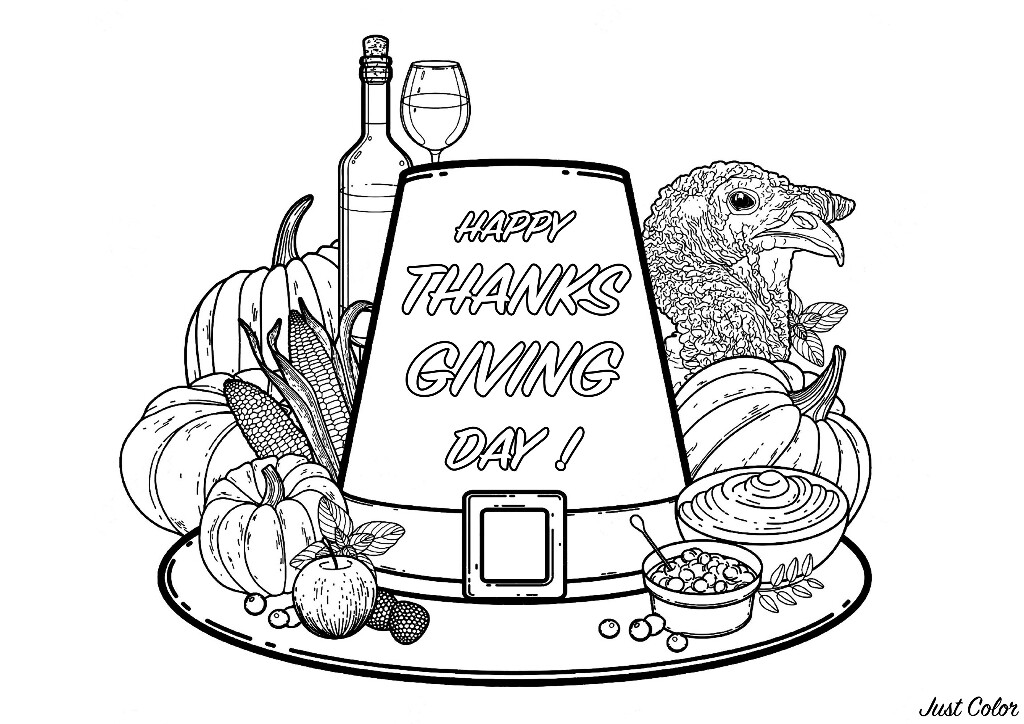 Thanksgiving Plate Coloring Pages
