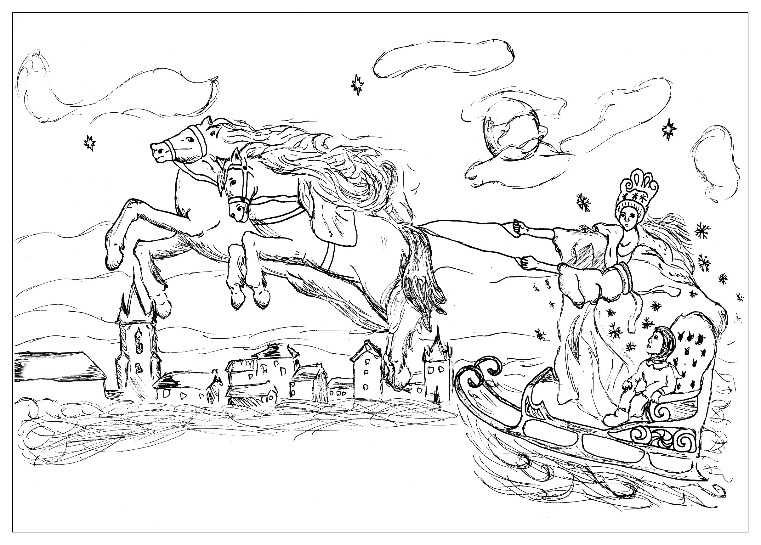 Here is a coloring page on the original tale of Andersen 'Frozen', Artist : Allan