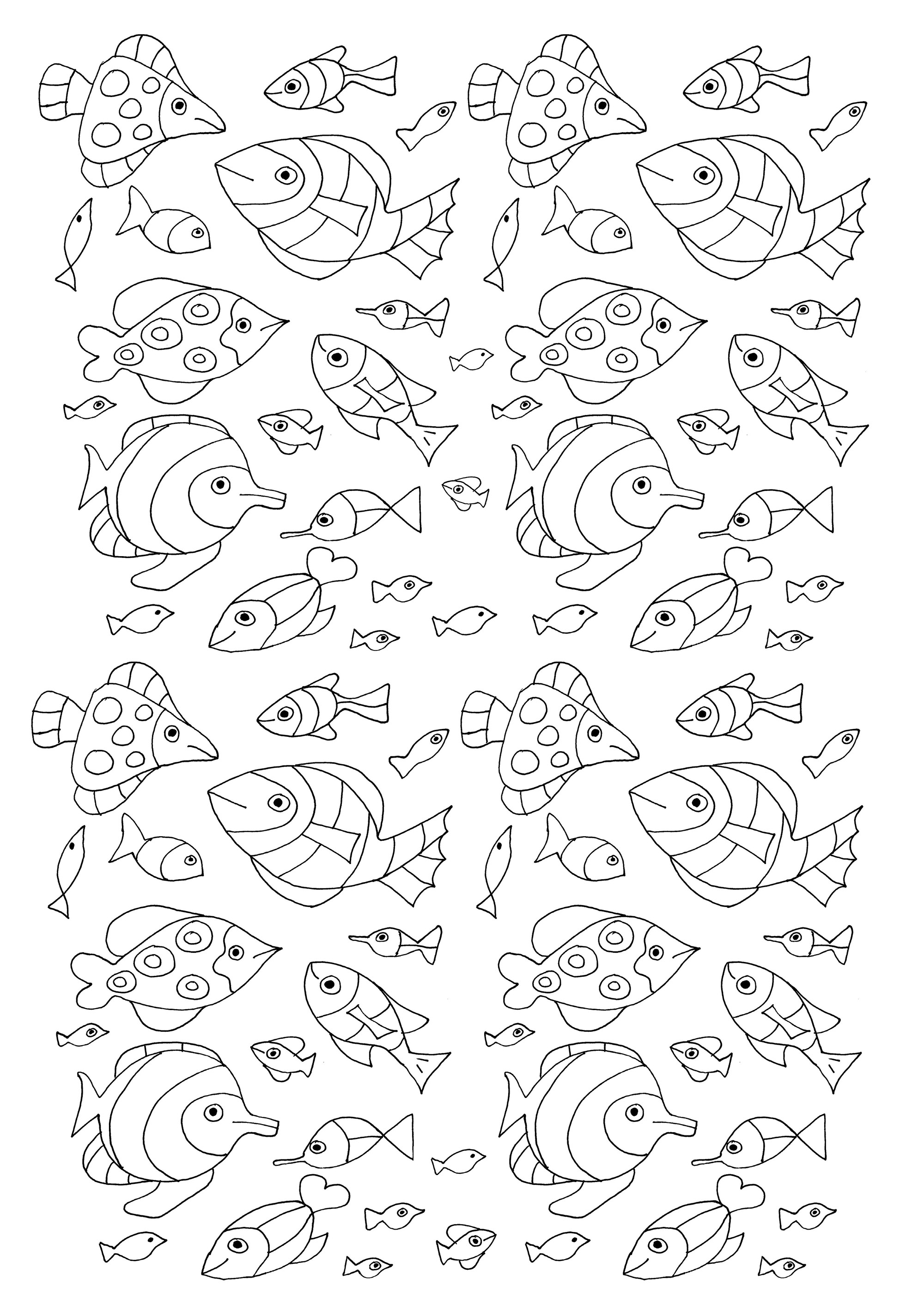 100 little fish to color. A variety of fish with simple designs that you can color in, Artist : Olivier