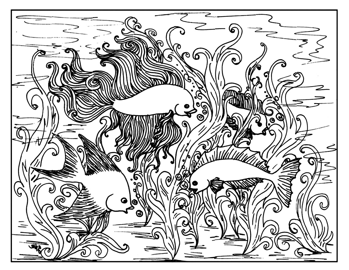 For 3 Fishes Adult Coloring Pages