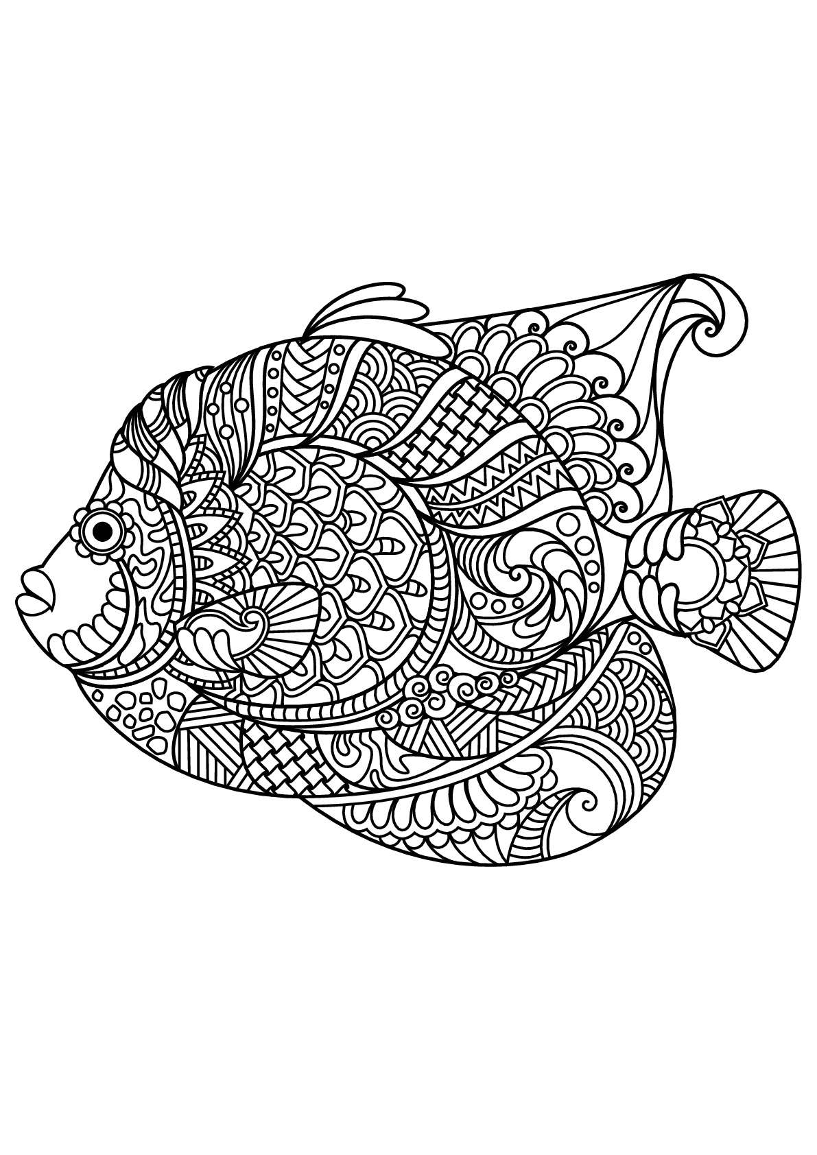 Free book fish - Fishes Adult Coloring Pages
