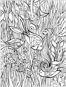 fishes  coloring pages for adults