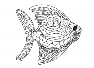 Coloring fish zentangle step 1 by olivier 1