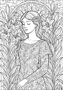 Dame aux lys in an Art Nouveau setting