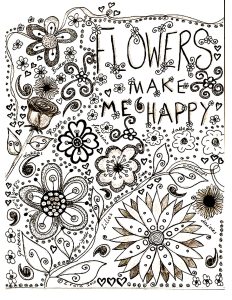 Coloring adult flowers drawing