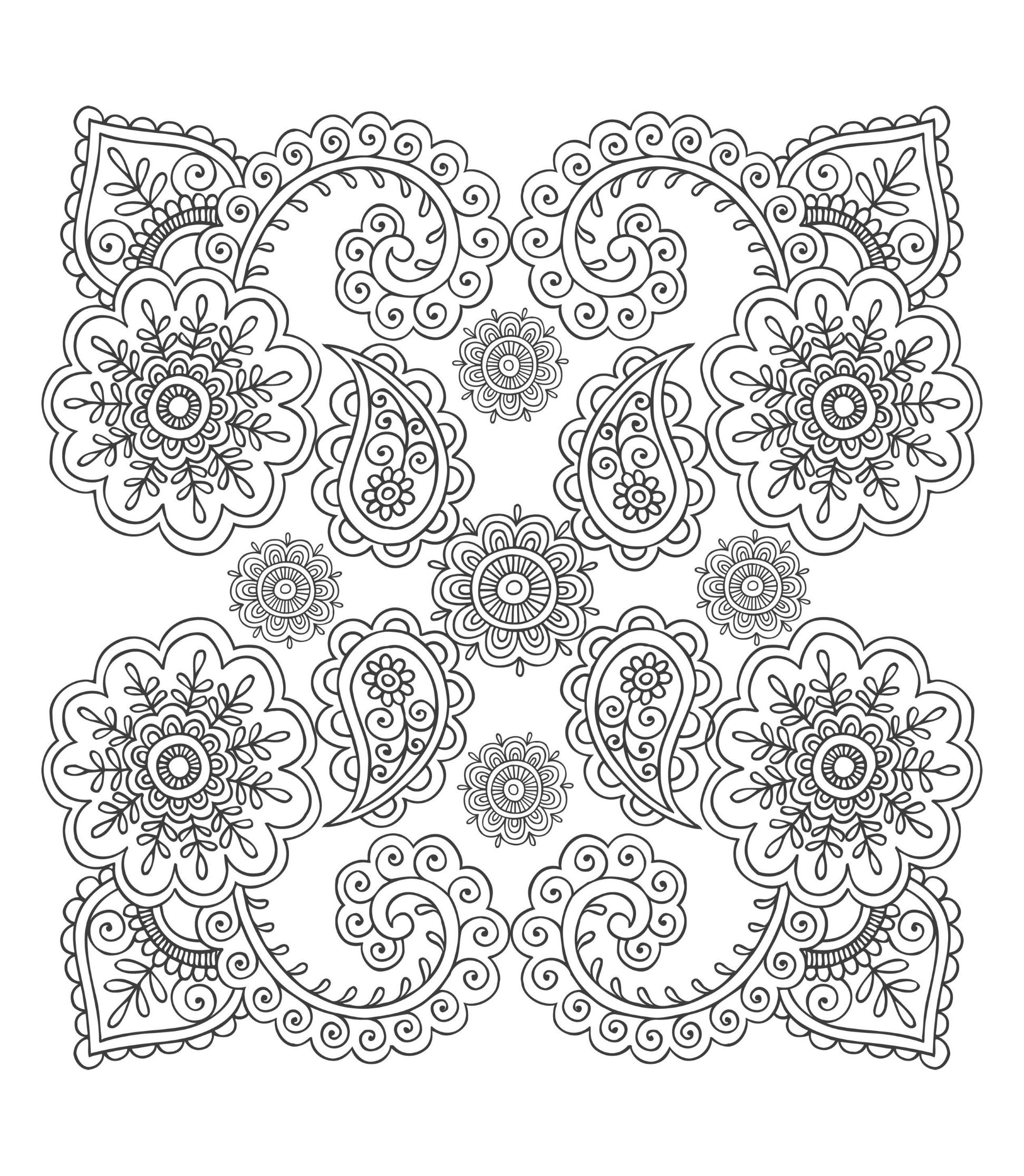 Flowers and Paisley patterns to color, if you like symmetry