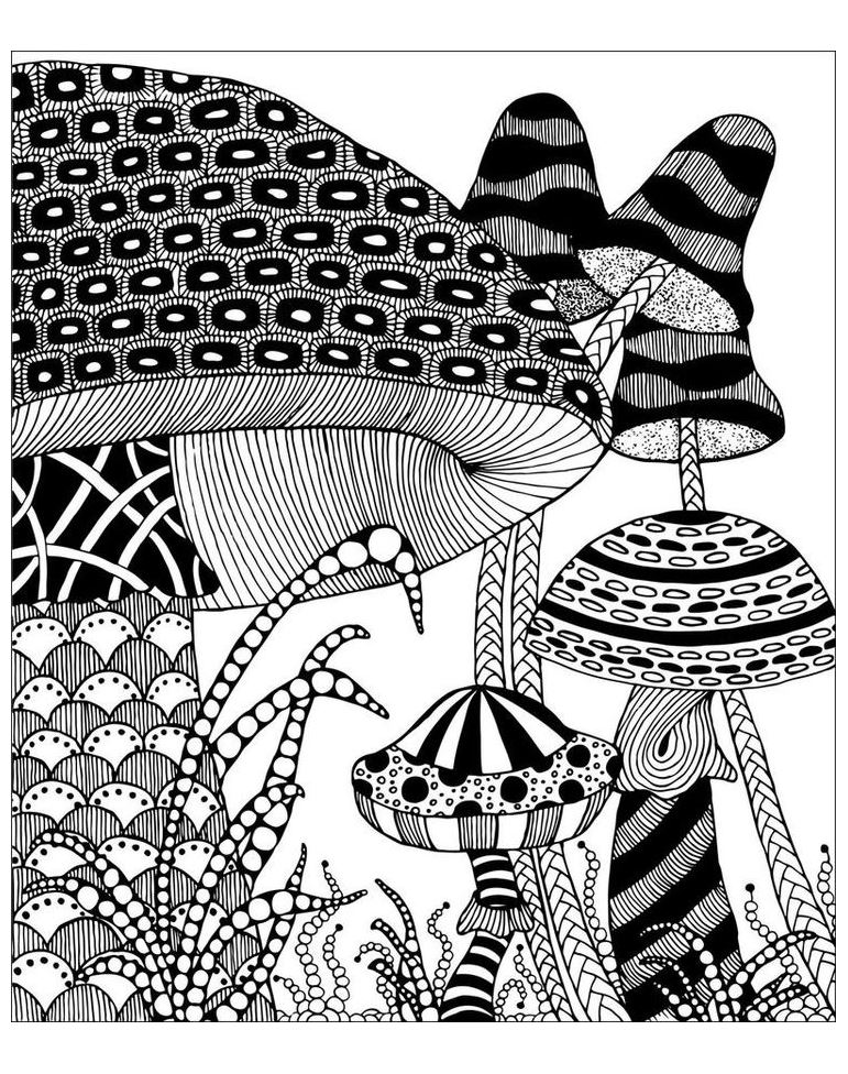 Zentangle mushrooms to color !