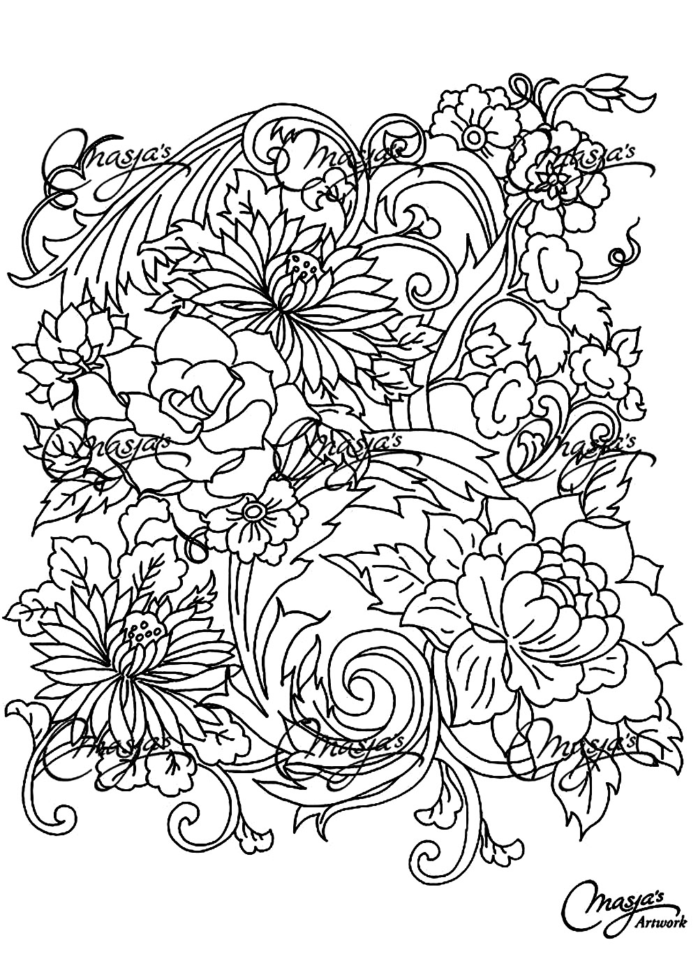 Download Drawing flower - Flowers Adult Coloring Pages - Page 4