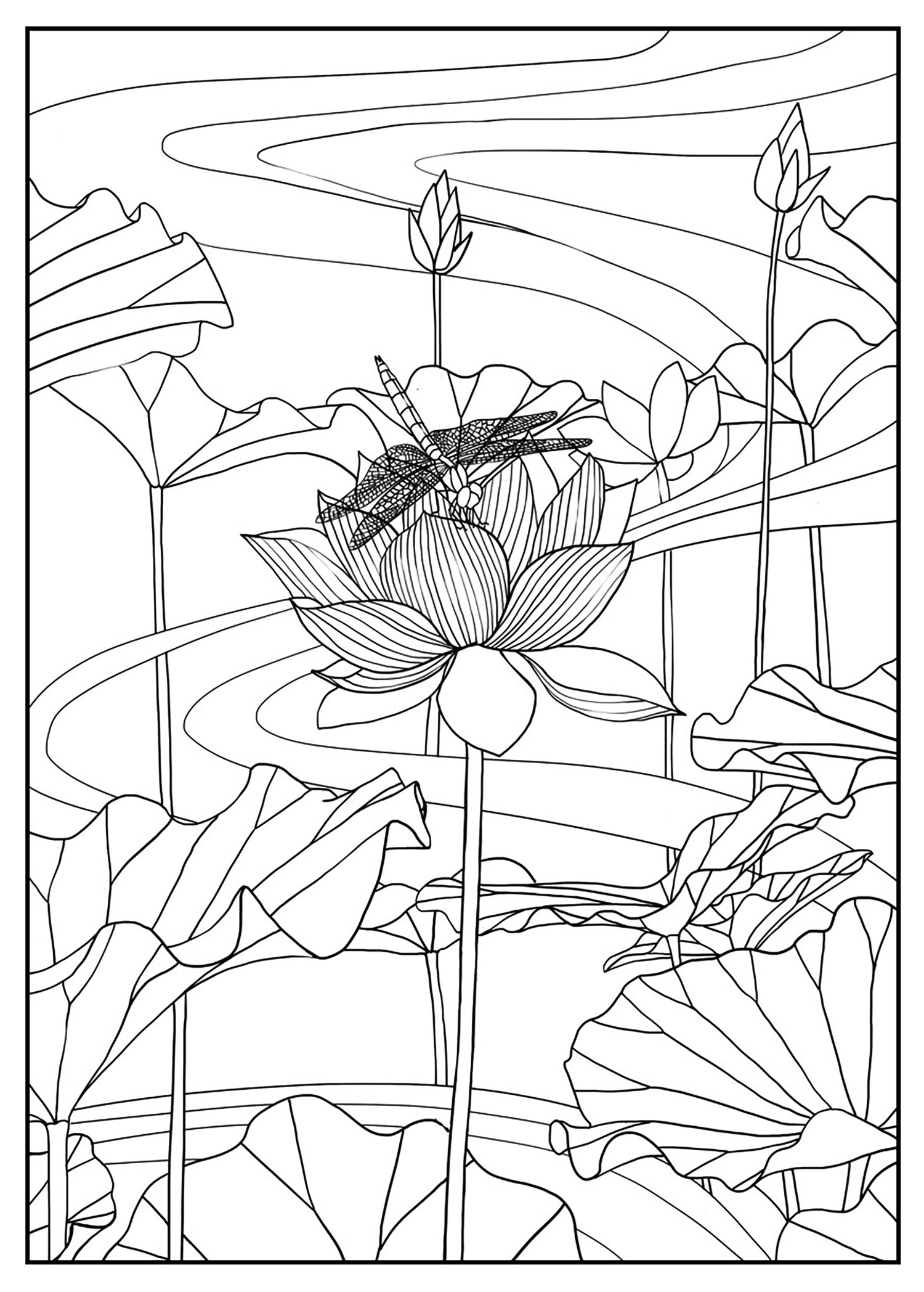 Download Lotus by mizu - Flowers Adult Coloring Pages - Page 2