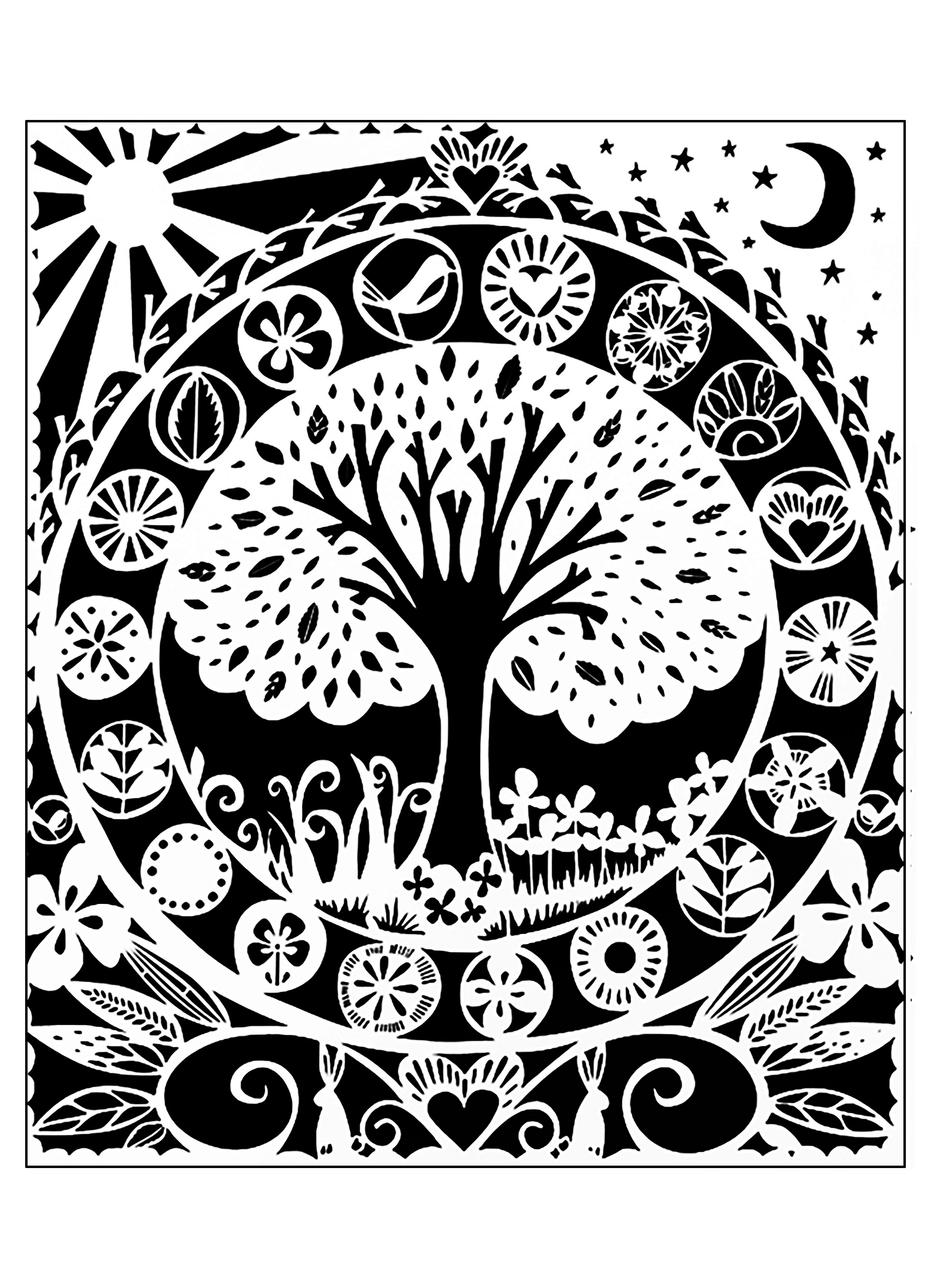 Beautiful tree to color (White version)