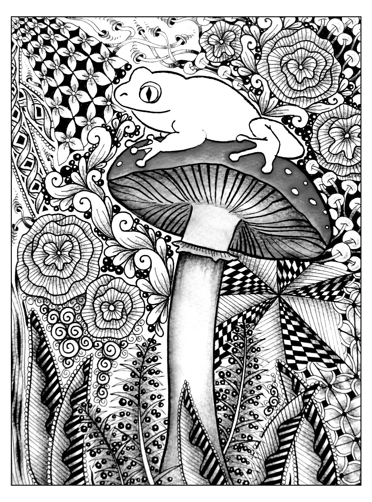 mushroom coloring pages for adults