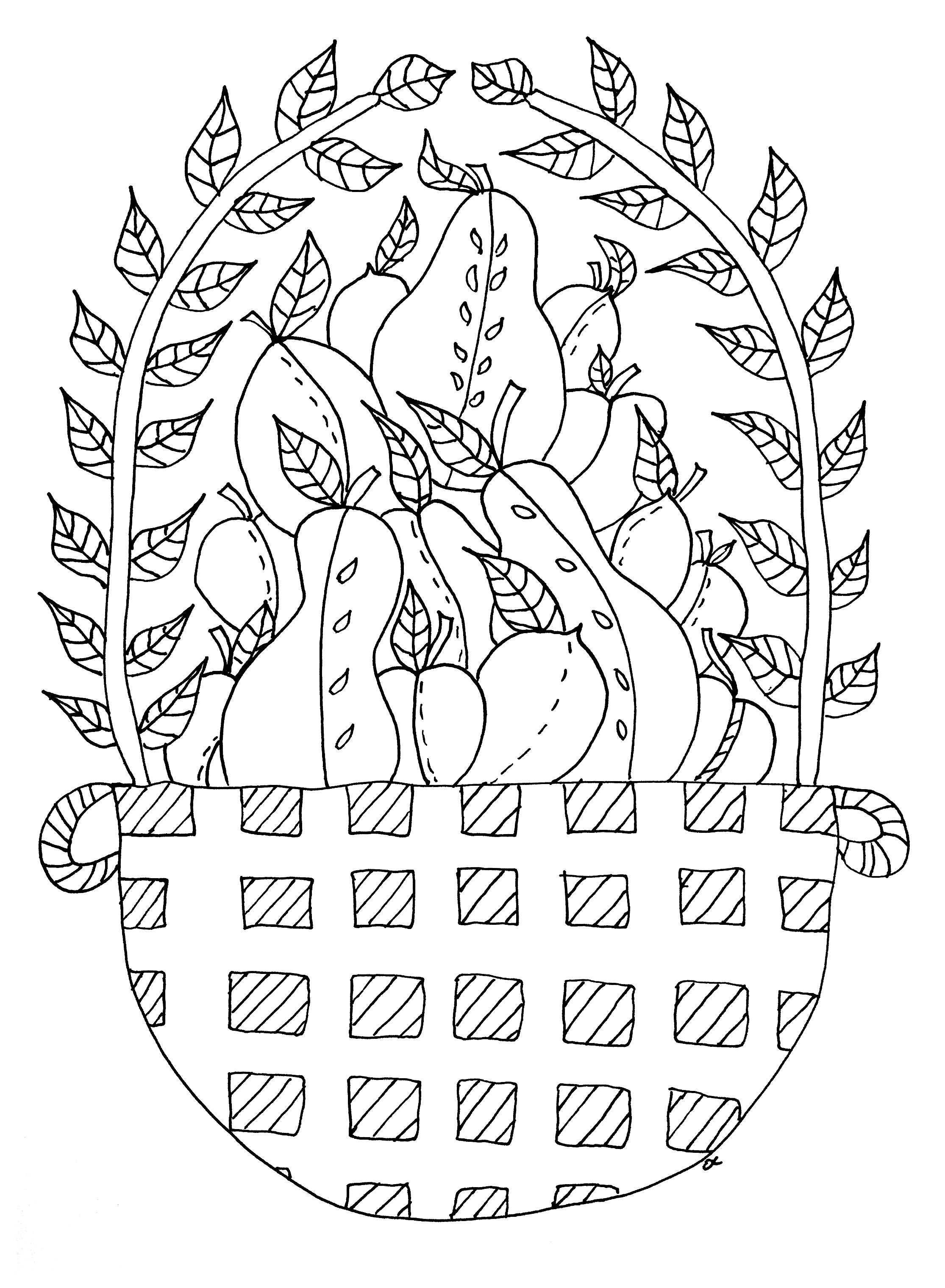 Download Fruit basket - Flowers Adult Coloring Pages