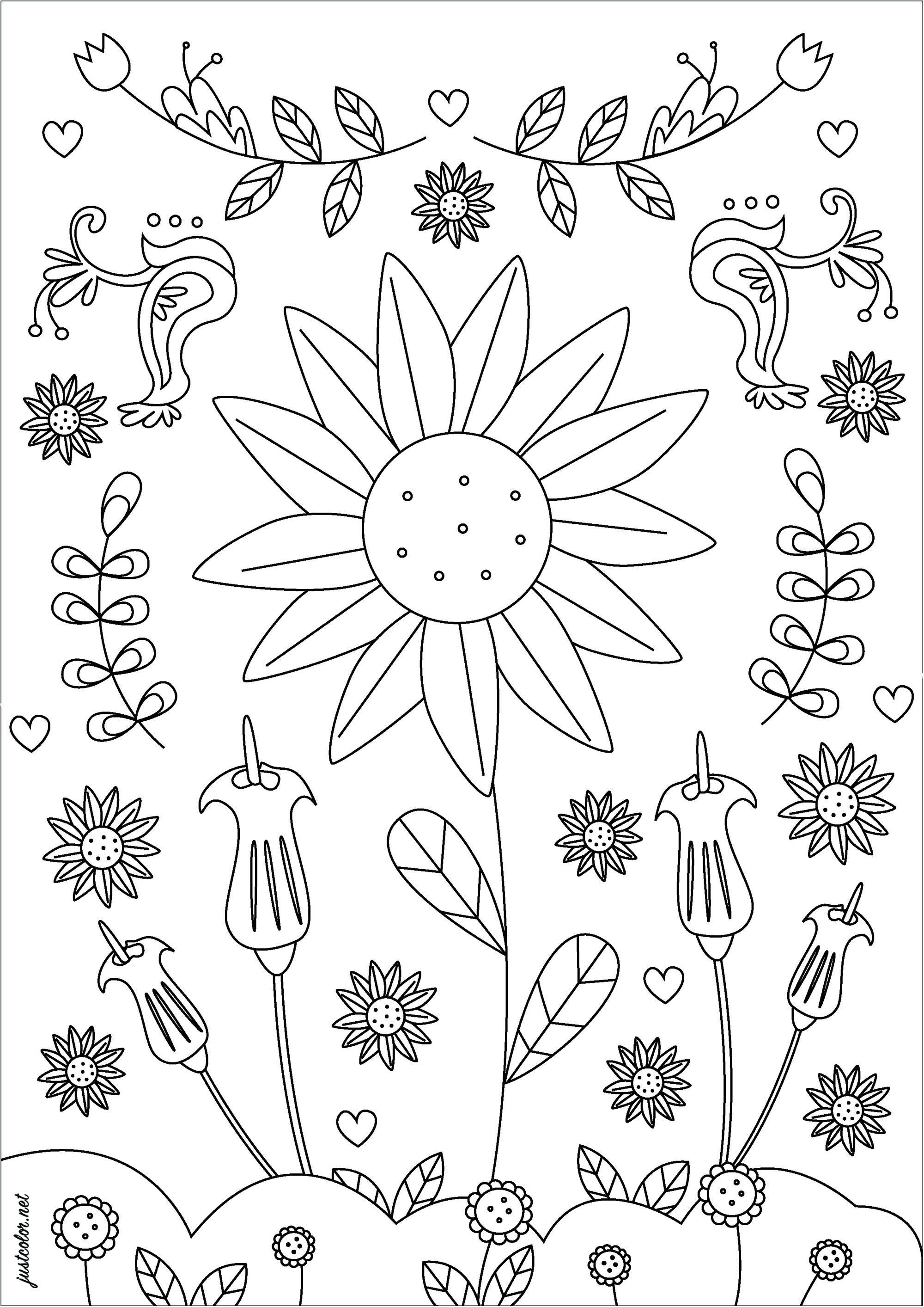 Hand drawn Floral Decoration with Rose Flowers Stock Illustration by  ©Valiva #277663732
