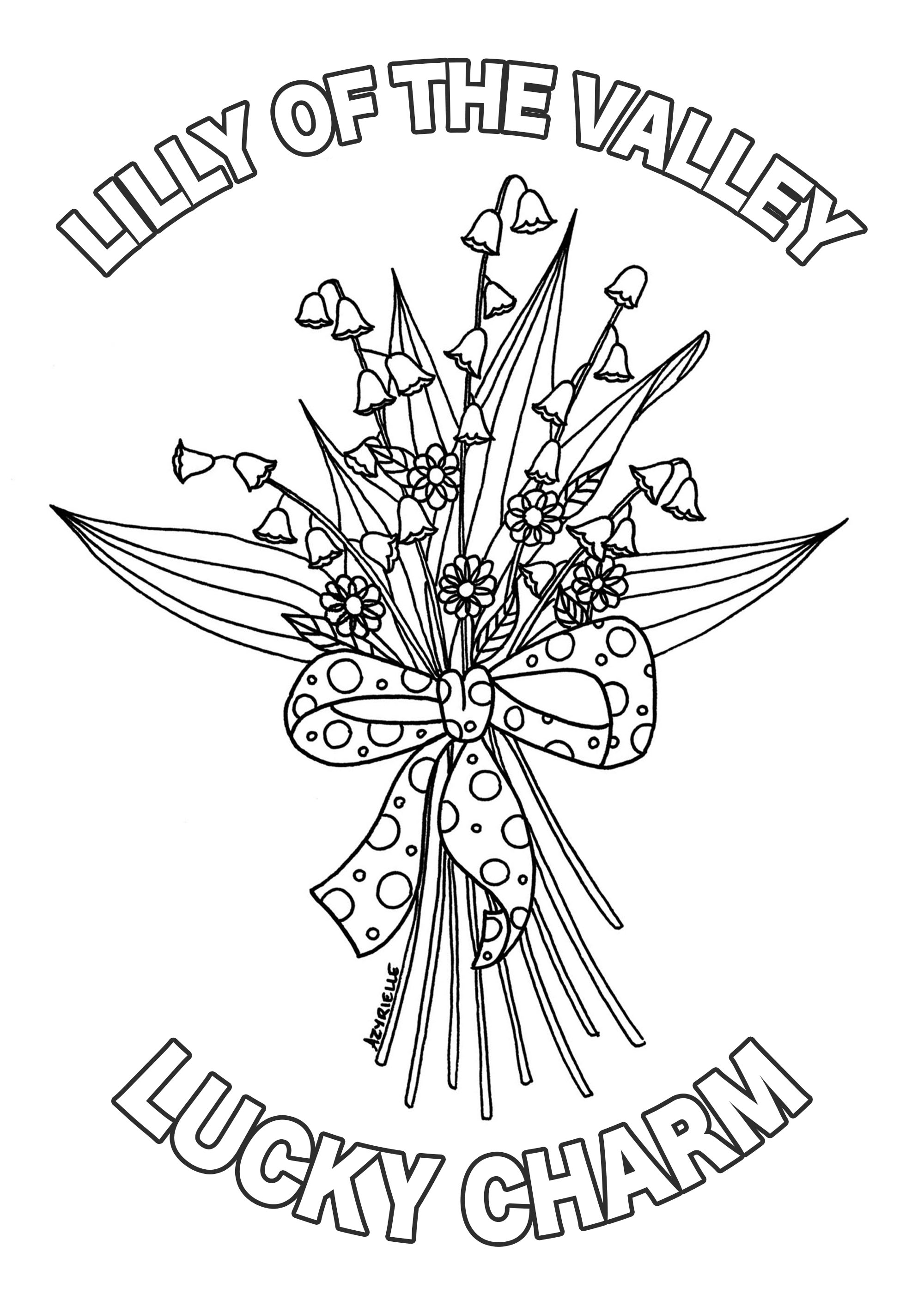 Lilly of the valley : Coloring page with text, Artist : Azyrielle