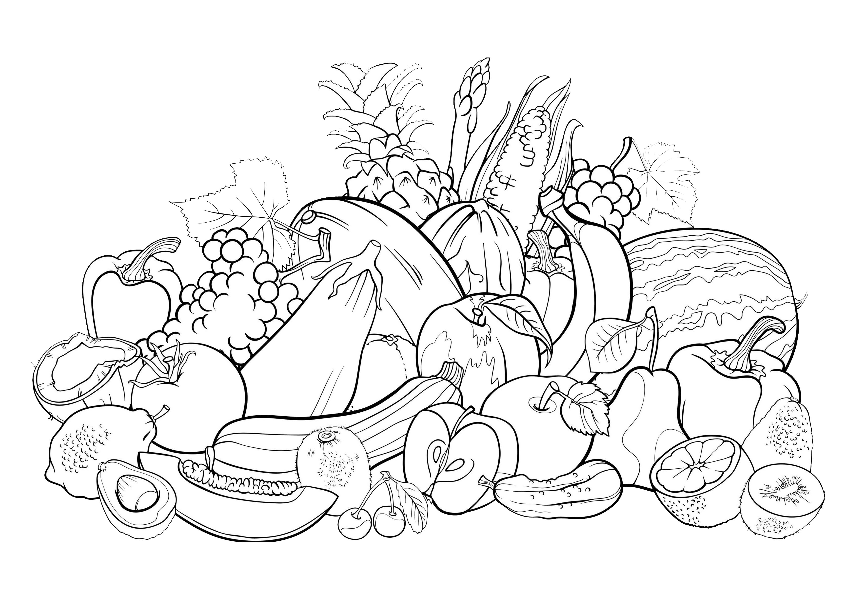 Download Fruit salad - Flowers Adult Coloring Pages