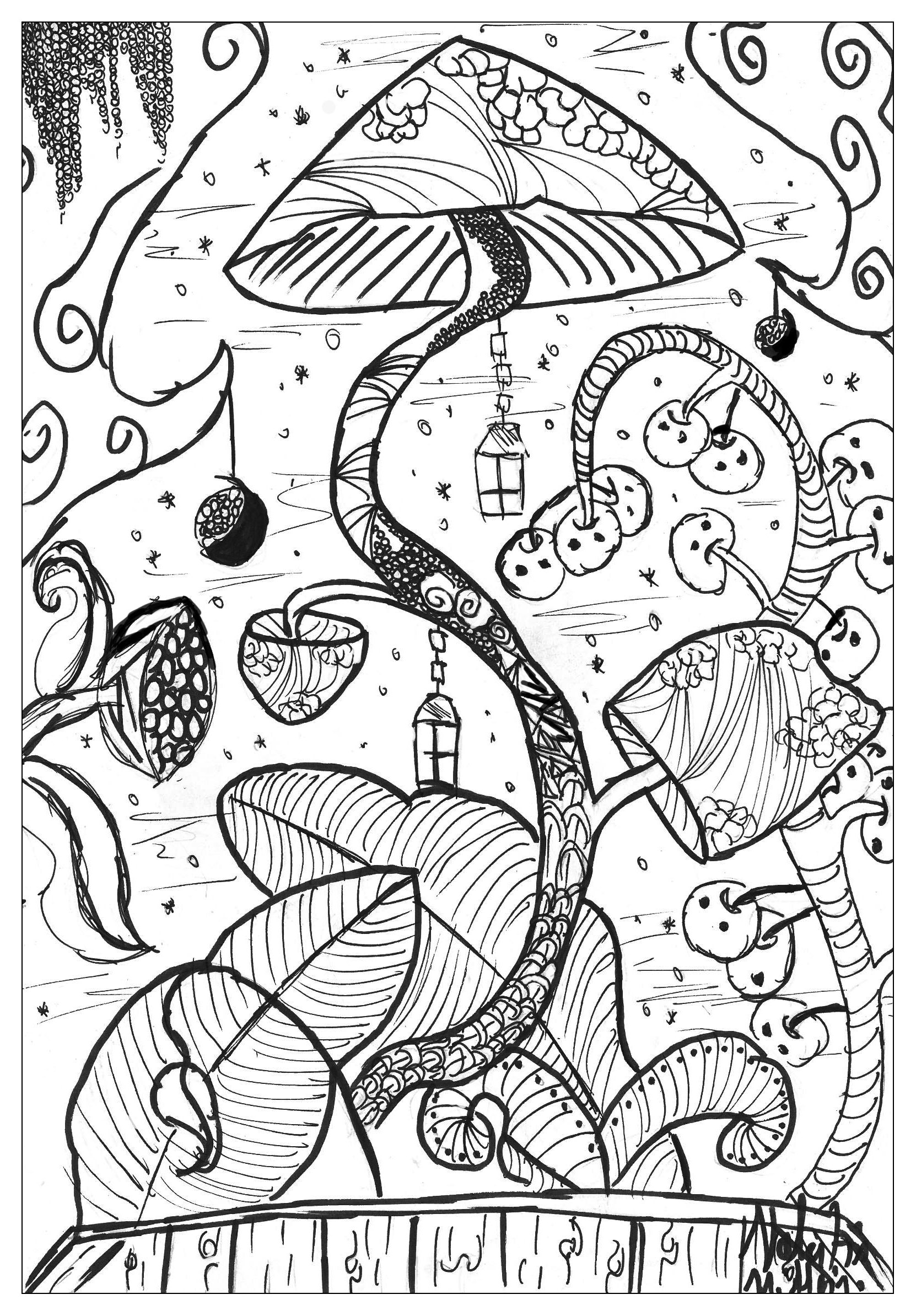 Download Mushroom valentin - Flowers Adult Coloring Pages - Page 2