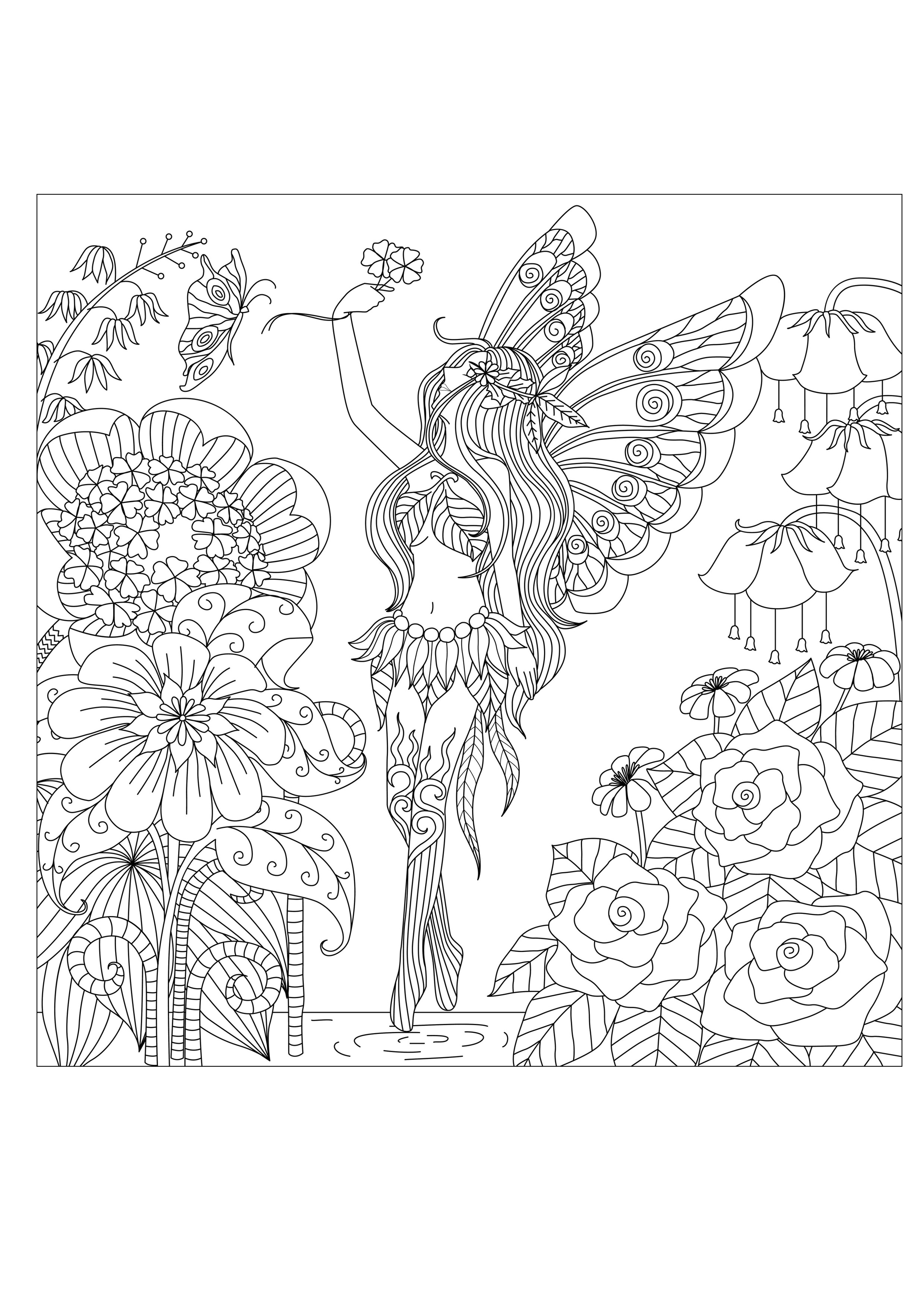 Download Flowers queen - Flowers Adult Coloring Pages