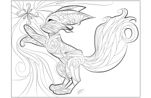 Coloring pages adult Fennec fox Doodle by Juline