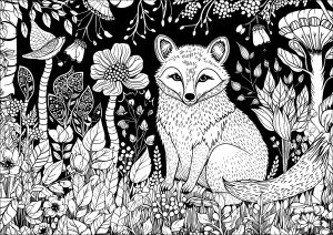 Foxes - Coloring Pages for Adults