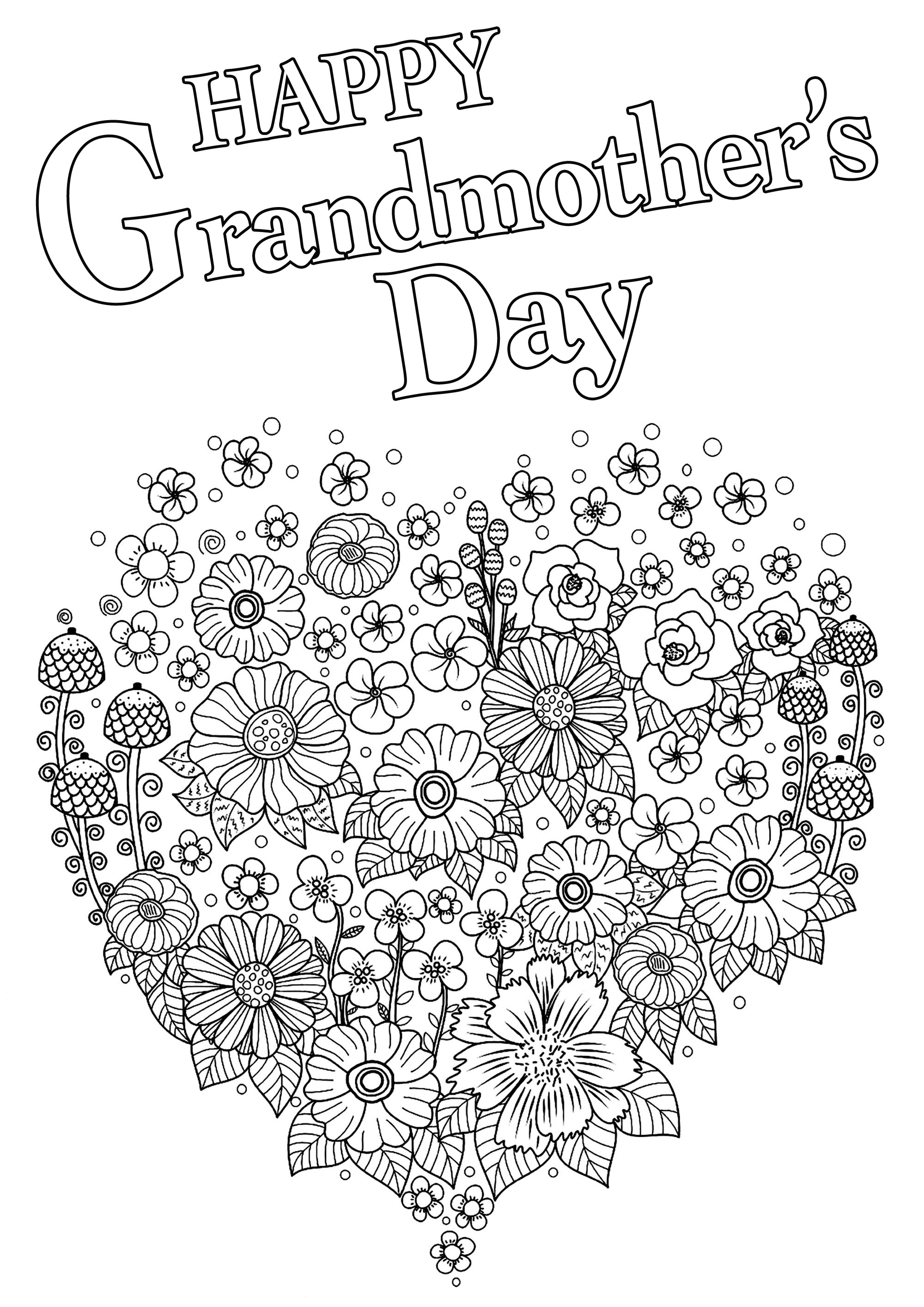 Happy Grandmother s Day With Heart Full Of Flowers Grandparents Day