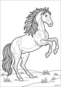 Horse with a mane full of patterns to color