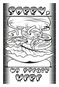 Printable Unclassifiable Coloring Page for adults : Hamburg end restaurants