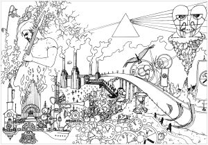 Printable Unclassifiable Coloring Page for adults : The Pink Floyd Experience