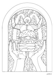 Printable Unclassifiable Coloring Page for adults : Vitrail McDonald's