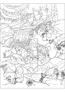 Printable Unclassifiable Coloring Page for adults : The adventures of a mussel and a french fry