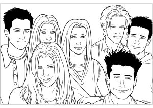 Printable Unclassifiable Coloring Page for adults : Youngsters straight out of a 90s TV series!