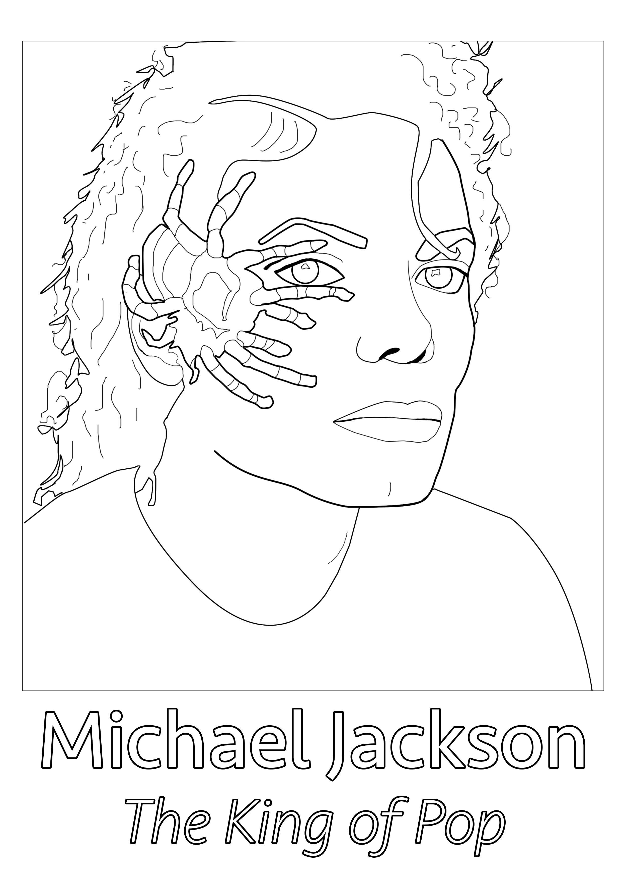 Original drawing created from a rare Michael Jackson picture, with a spider on his face, Artist : Olivier