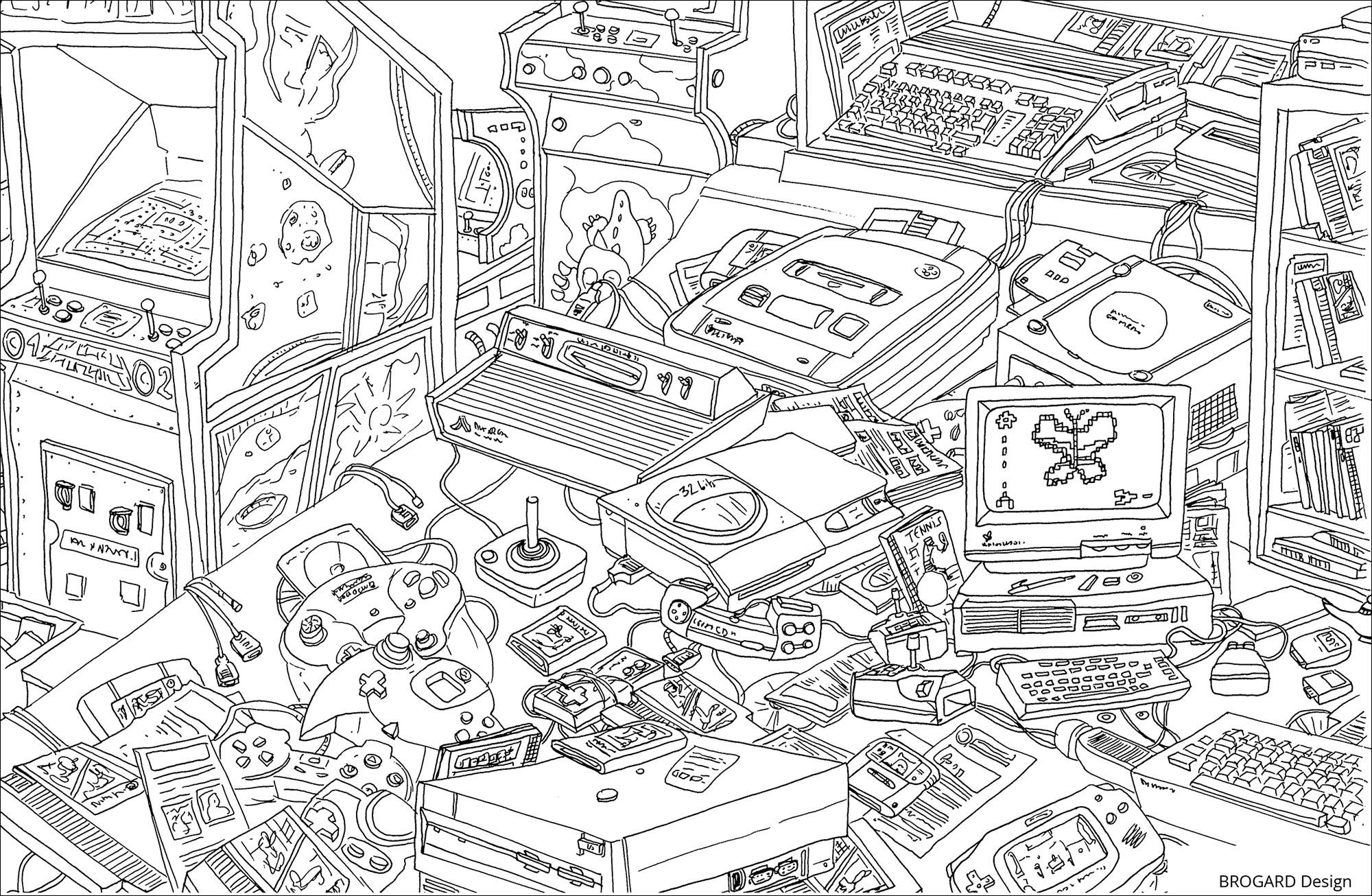 Download Retro gaming - Unclassifiable Adult Coloring Pages