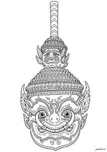Thotsakan, demon king mask from royal dances (Thailand, circa 1850–1900)