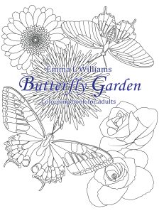 Printable Butterflies & Insects Coloring Page for adult : Butterfly-garden