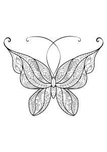 Printable Butterflies & Insects Coloring Page for adult : Butterfly-beautiful-patterns-14