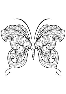 Printable Butterflies & Insects Coloring Page for adult : Butterfly-beautiful-patterns-15