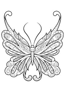 Printable Butterflies & Insects Coloring Page for adults : Incredible butterfly with simple motifs