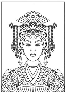 Drawing of a Japanese empress