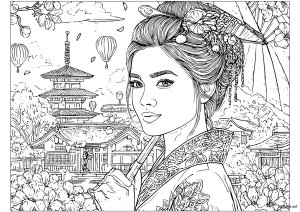 Serenity of a Geisha in the Garden