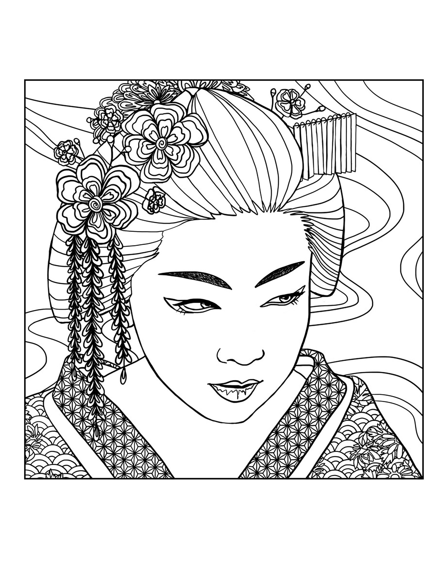 Download Geisha face - Japan Adult Coloring Pages