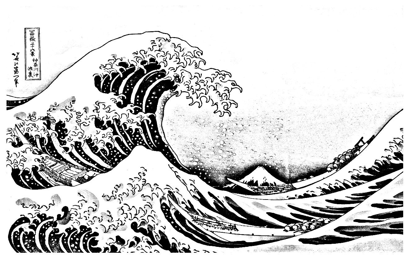 Coloring for adult : The Great Wave off Kanagawa